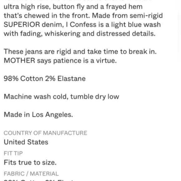 MOTHER Ultra High Waisted Tomcat Kick Fray Short in Color: I Confess Size: 25 - Picture 9 of 9